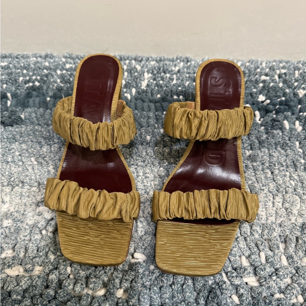 STAUD Frankie Mule Sandals with Ruched Straps